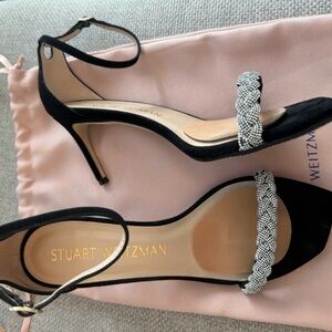 Stuart Weitzman Black Heels with Silver Detailing